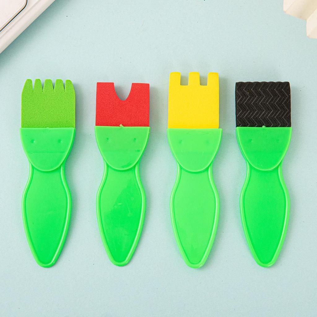 Children's DIY Sponge Painting Brush & Stamp Set for Graffiti Art