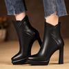 Fashion Pointed Toe Platform Women Snow Ankle Boots High Heels Fashion Sexy Pumps Designer Leather Chelsea Boots 2024 Winter New Trend