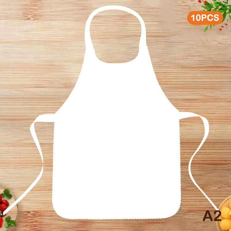 10pcs Disposable Non Woven Aprons Kitchen Aprons Solid Color Anti-fouling Breathable For Cooking, BBQ, Waiters, Hairdressing