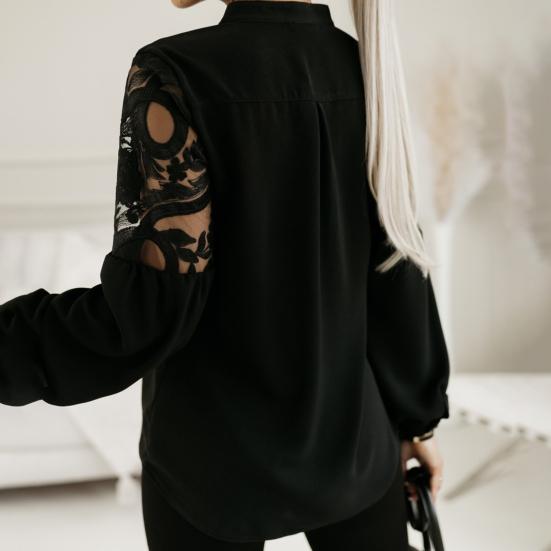 Однобортная прозрачная рубашка большого размера с цветочной сеткой и цветочной вышивкой, воротник-стойка с длинным рукавом, мягкая однобортная блузка для поездок на работу