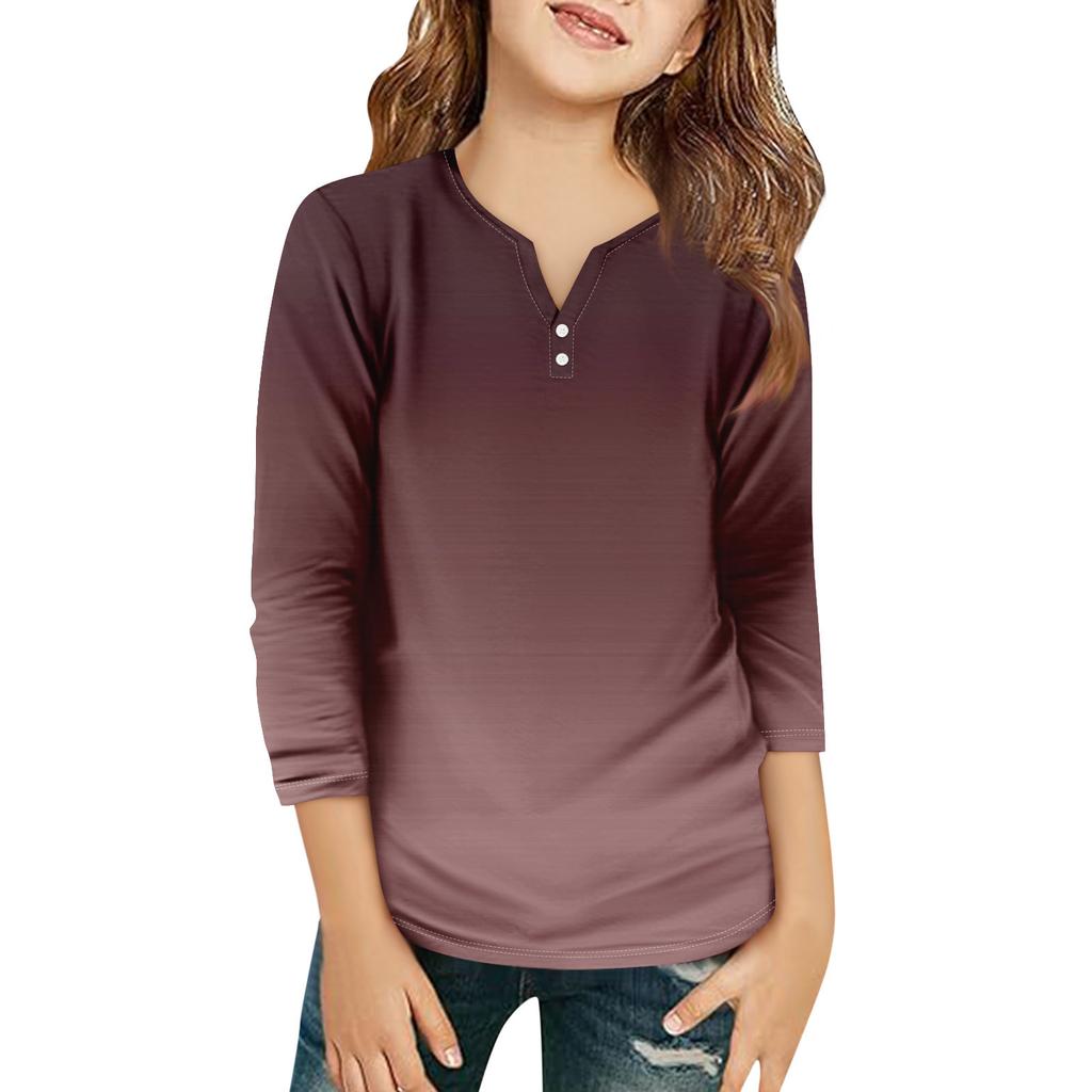 Детская футболка с рукавом 3/4, повседневная футболка с принтом, круглый вырез, блузка-пуловер