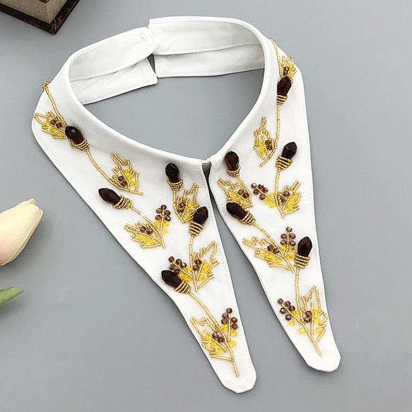 Белая черная рубашка с искусственным воротником для женщин, кружевной ажурный съемный воротник, ромбовидный лацкан, рубашка, блузка, топ, ожерелье, аксессуары для одежды