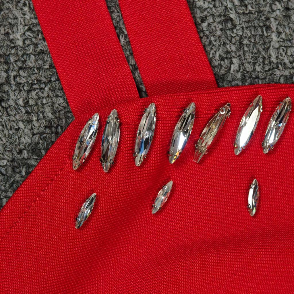 Элегантное вечернее платье с кристаллами, облегающее - Европейский и американский стиль