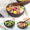 Natural Handmade Coconut Shell Bowl with Wooden Spoon Creative Wooden Salad Ramen Bowl Rice Fruit Container Kitchen Tableware