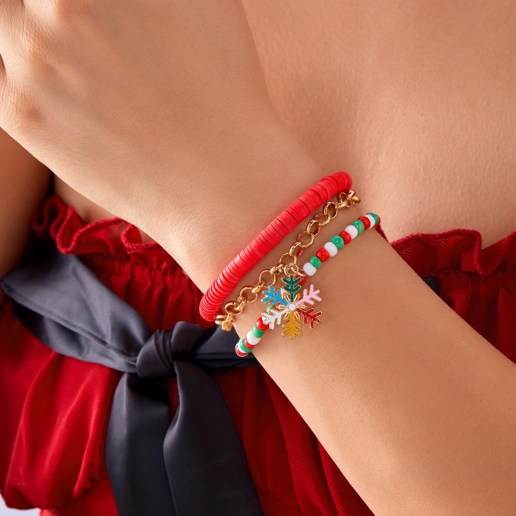 Новый браслет из бисера «Снежинка и Рождественская елка» - Праздничные украшения из полимерной глины