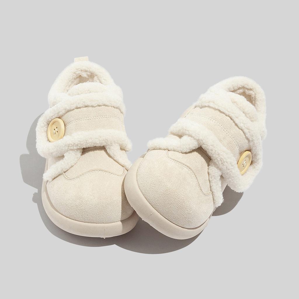 Velcro-strap Stylish Fleece-lined Women's Shoes Warm Winter Cotton Shoes