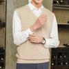 Sleeveless Loose Warm Sweater Vest Men Solid Color V-neck Pullover Waistcoat for Daily Wear
