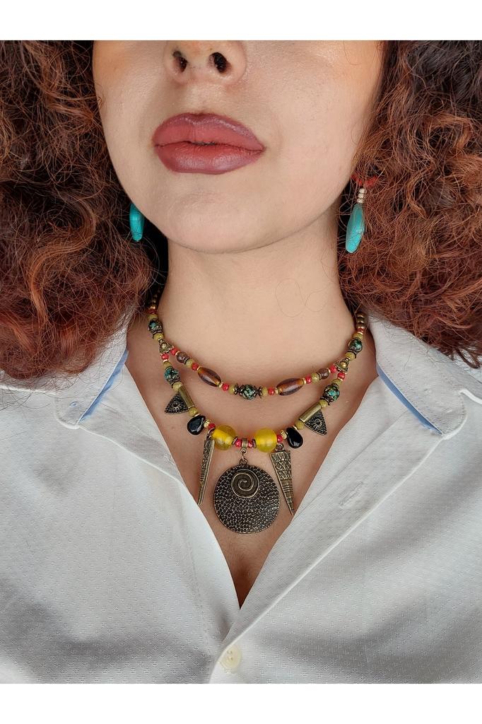 Подарок на день рождения, этническое подлинное хиппи, богемное модное ювелирное ожерелье ручной работы
