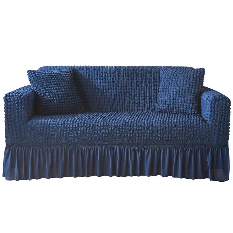 High Elastic Bubble Grid Sofa Cover Full Coverage Seersucker Skirt Pet Anti Dirt Washable High Elastic Durable Betræk Til Sofa