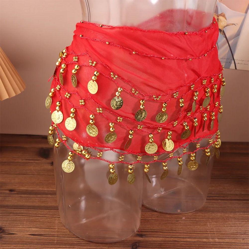 Adjustable Bellydance Waist Chain Gold Color Coins Dancing Waist Belt  Stage Performance