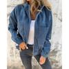 Women's Solid Color Jackets Simple Wind Corduroy Hooded Jacket