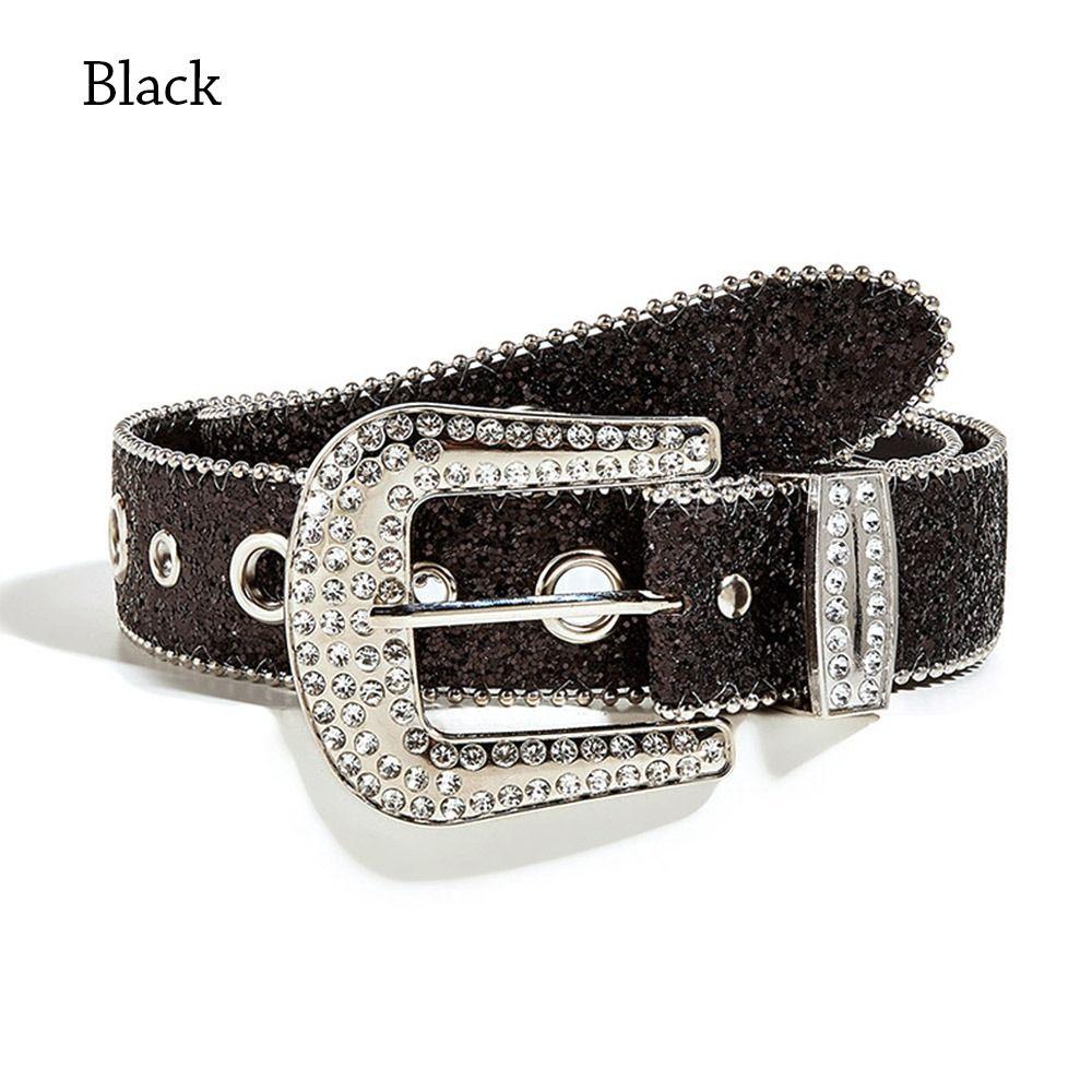 Пояс из искусственной кожи с блестящими заклепками в стиле пастушки с блестящими кристаллами и стразами