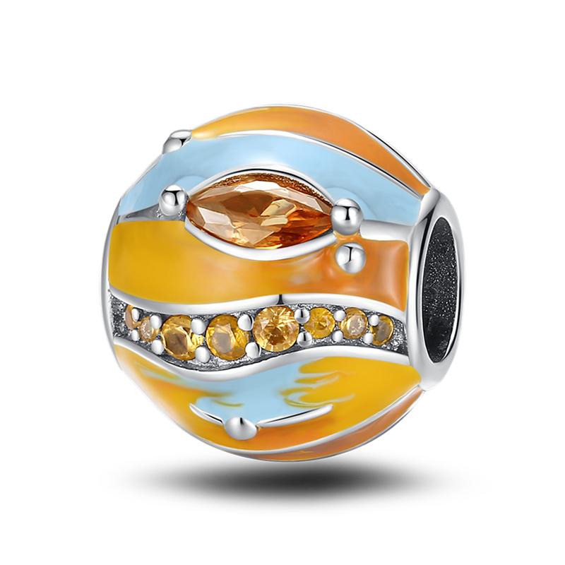 Подходит для оригинального браслета Pandora Медные Земные Шармы Бусины Синий Цвет Планета Подвески-Подвески DIY Ювелирные Изделия Маркировка