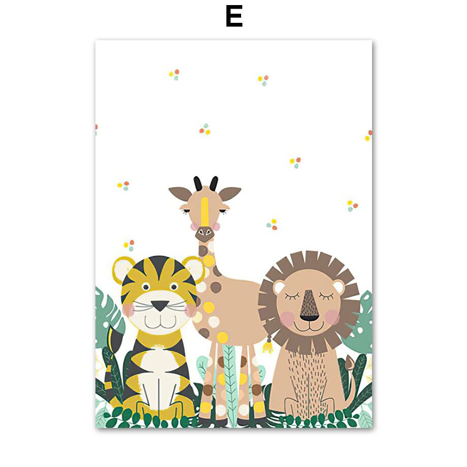 Jungle Animals Lion Crocodile Nursery Wall Art Print Canvas Painting Poster For Kids Boys Girls Children Rooms Learning Decor