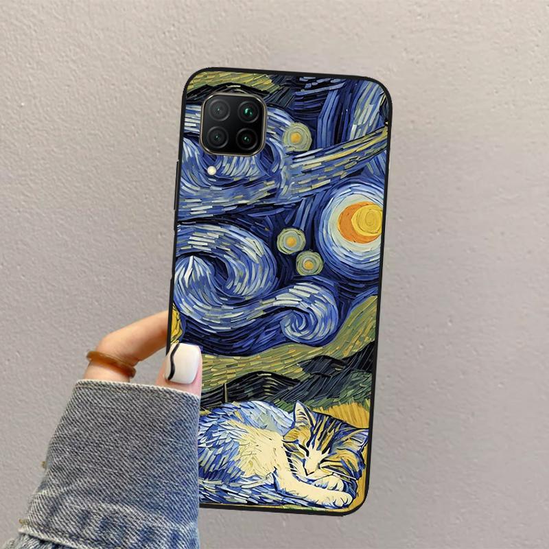 Чехол с кошкой «Звездная ночь» Ван Гога для Huawei P30 P20 P40 Lite P60 Pro P Smart Nova 9 10 SE 5T 3i 7i 8i 11i Y60 Y61 Y90