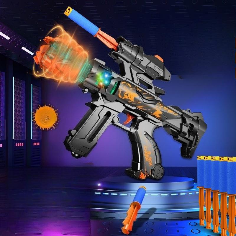 Мягкопулевой игрушечный пистолет с мигающими огнями, звуками боя, мультяшный бластер для детей, безопасная, разноцветная модель пистолета-пулемета, подарки для мальчиков