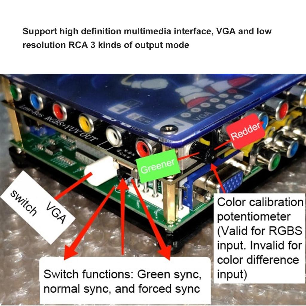 ЖК-конвертер GBSC VGA RCA Интерфейс мультимедиа высокой четкости с 3 выходами GBS Control Video Game Conv
