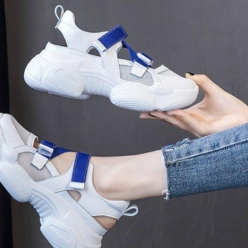 Модные спортивные сандалии 40 размера, женские, на толстой подошве, бисквитные, повседневные, лето 2024, новые универсальные женские сандалии с повязкой на голову