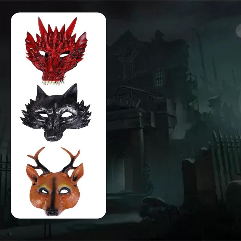 Animal Mask Masquerade Mask Dragon Mask Halloween Party Mask Costume Props Mask Full Head Mask for Fancy Dress Party