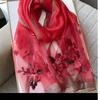 Luxury Wool Blend Silk Scarf: High-End Embroidered Begonia Design Shawl for Women