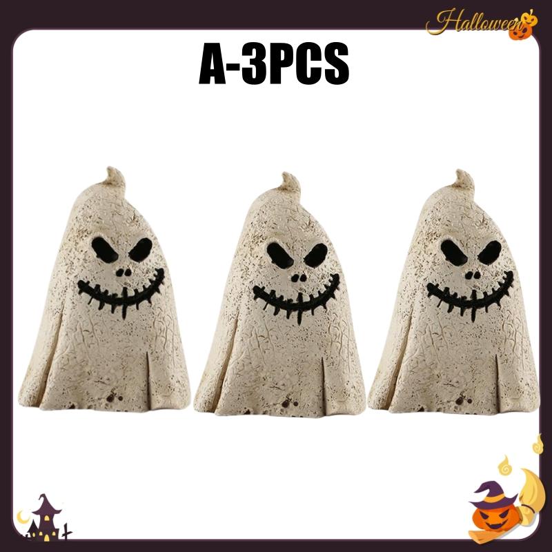Cartoon Pumpkin Ghost Resin Craft Miniature Sculpture Cute Spooky Scene Decor Tabletop Ornament Home Party Halloween