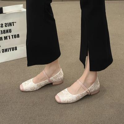Летняя обувь с мелким вырезом Женские повседневные женские кроссовки Низкий каблук Балетки для платья Женские с круглым носком Модные 2024 На каблуках Милые Удобные