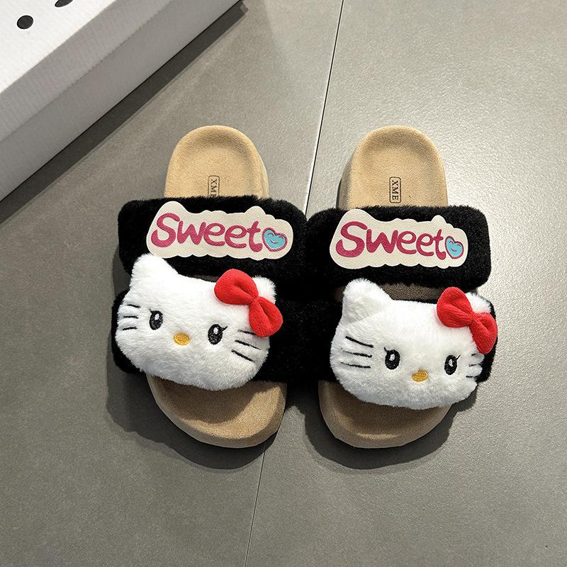 Милые пушистые тапочки для девочек, чтобы носить осенью и зимой, удобные домашние тапочки на толстой подошве, с открытым носком, универсальные хлопковые тапочки-шлепанцы