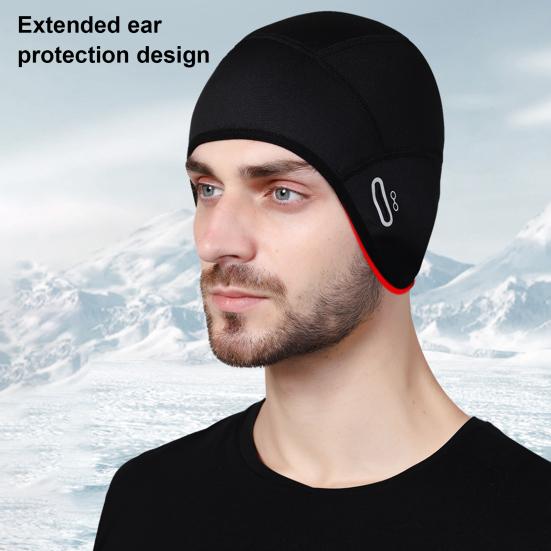 Зимняя велосипедная шапка-подкладка с отверстиями для очков, защита ушей, эластичная, нескользящая, сохраняющая тепло, ветрозащитная шапка-чепец для езды на велосипеде, бега, катания на лыжах
