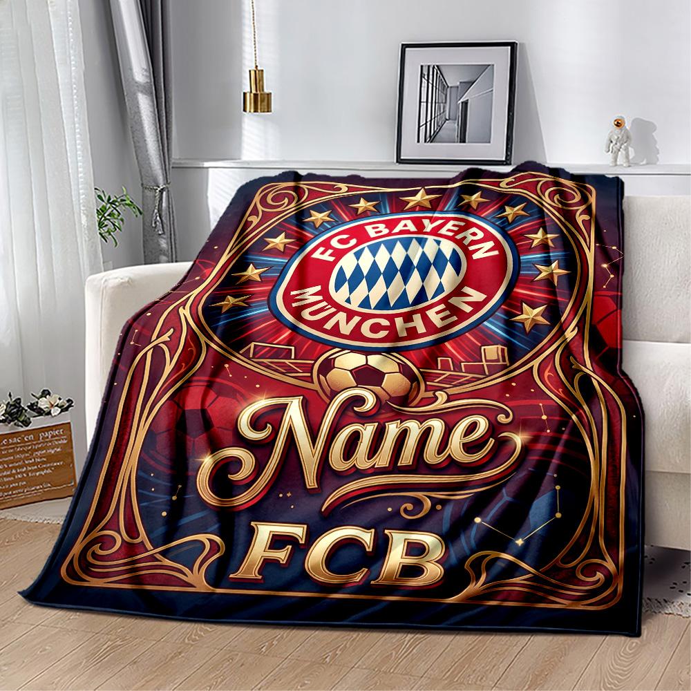 Bayern Munich Soccer Poster Personalized Name Blanket Throw Customizable Blanket Ultra-Soft Throw For Nap Chair Sofa Office Chair