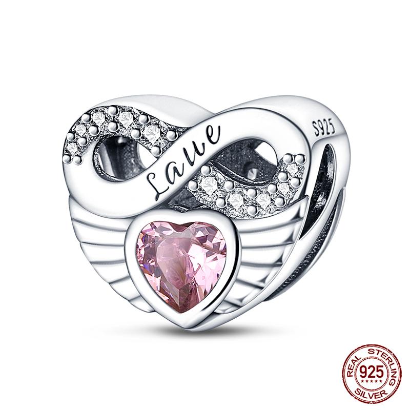 Настоящая медь Розовая серия Шармы-бусины в форме сердца Подходят для оригинальных браслетов Qikaola Сделай сам Украшения на День матери Подарок для мамы
