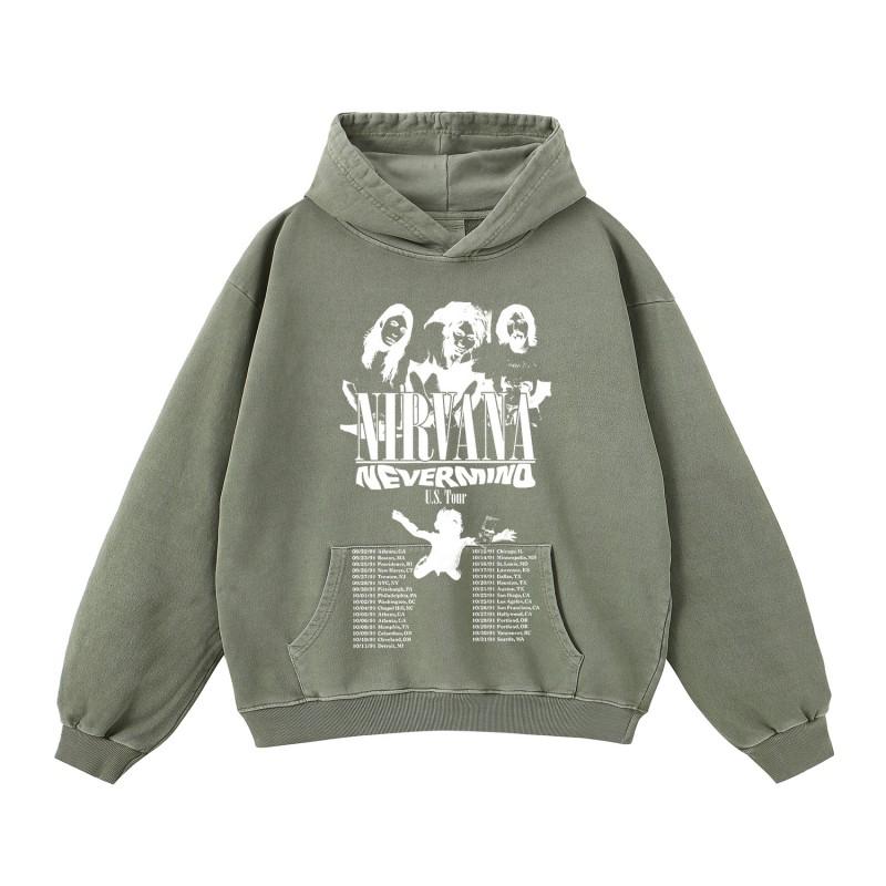 Oversized Washed Cotton Hoodie Men - Loose Fit Streetwear With Printed Graphic Casual Sweatshirt