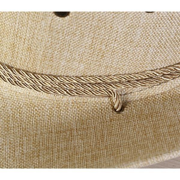 2021 New Outdoor Wide Brim Hat Men's Retro Classic Summer Cool Western Cowboy Hat All-match Linen Sun Hat