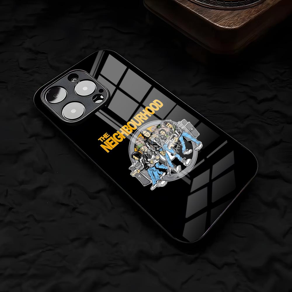 Чехол для телефона N-Neighbourhood Band для iPhone 17 Air 16 E Pro Max 15 14 13 Mini 12 Pro 11 Max Plus Черная стеклянная крышка