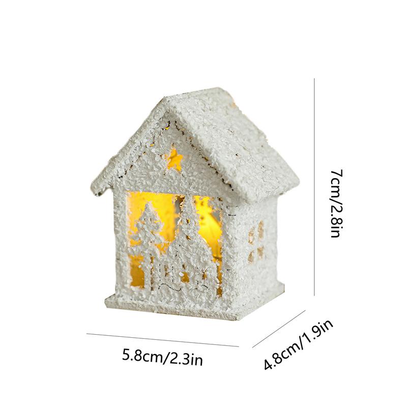 Светящийся Рождественский Домик Белый Пейзажный Декор со Светодиодной Подсветкой Рождественское Украшение Деревянная Статуэтка Домика для Украшения Гостиной