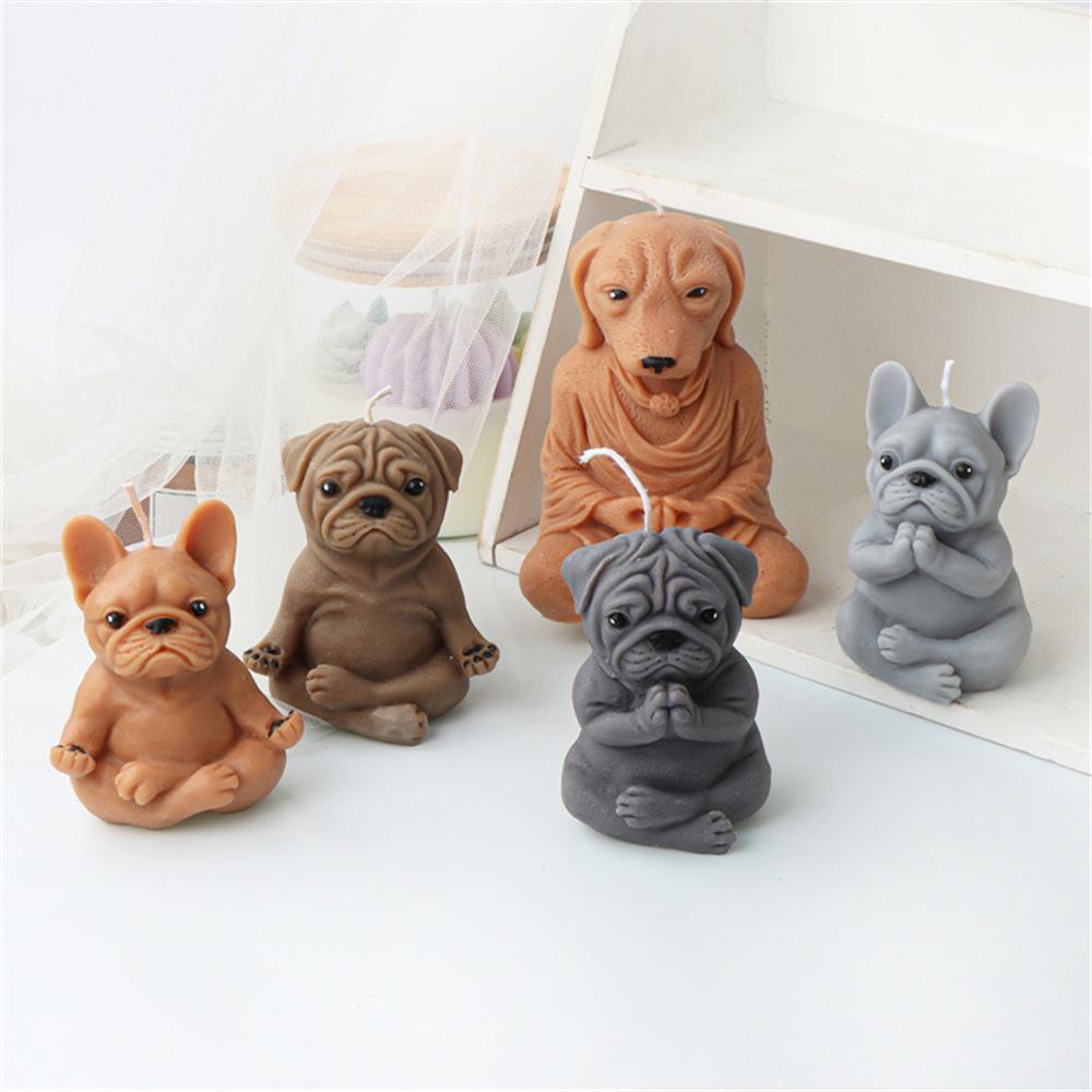 Yoga Animal Silicone Mold 3D Pug Prayer Meditating Rabbit Mould Praying Turtle DIY Mold Scented Candle Pet Plaster Resin Mold