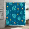 Blue Pattern Shower Curtain Home Decor Waterproof Bathroom Liner for Bathtub Tropical Leaves with Yellow Flowers Design (180x205