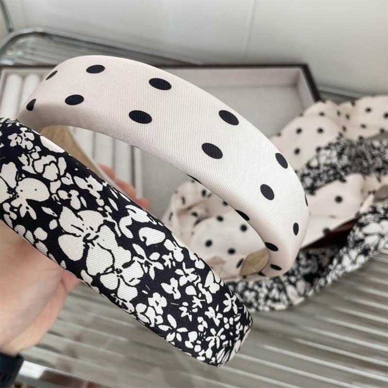 Элегантная повязка на голову с точечным/цветочным принтом, показ модели, пасторальная повязка для девочки