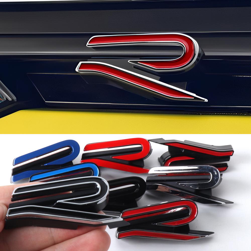 AABIQ1 3D New R Emblem Car Front Grille Badge Decoration Sticker For Volkswagen VW Polo Passat B6 B7 Golf MK4 MK5 Jetta Touareg Tiguan