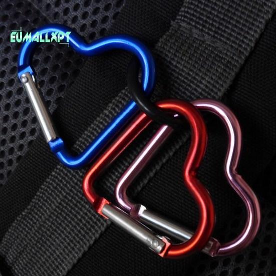 10 шт. карабинные крючки в форме сердца, компактные быстросъемные карабины, зажимы, прочные несущие держатели для ключей, принадлежности для кемпинга