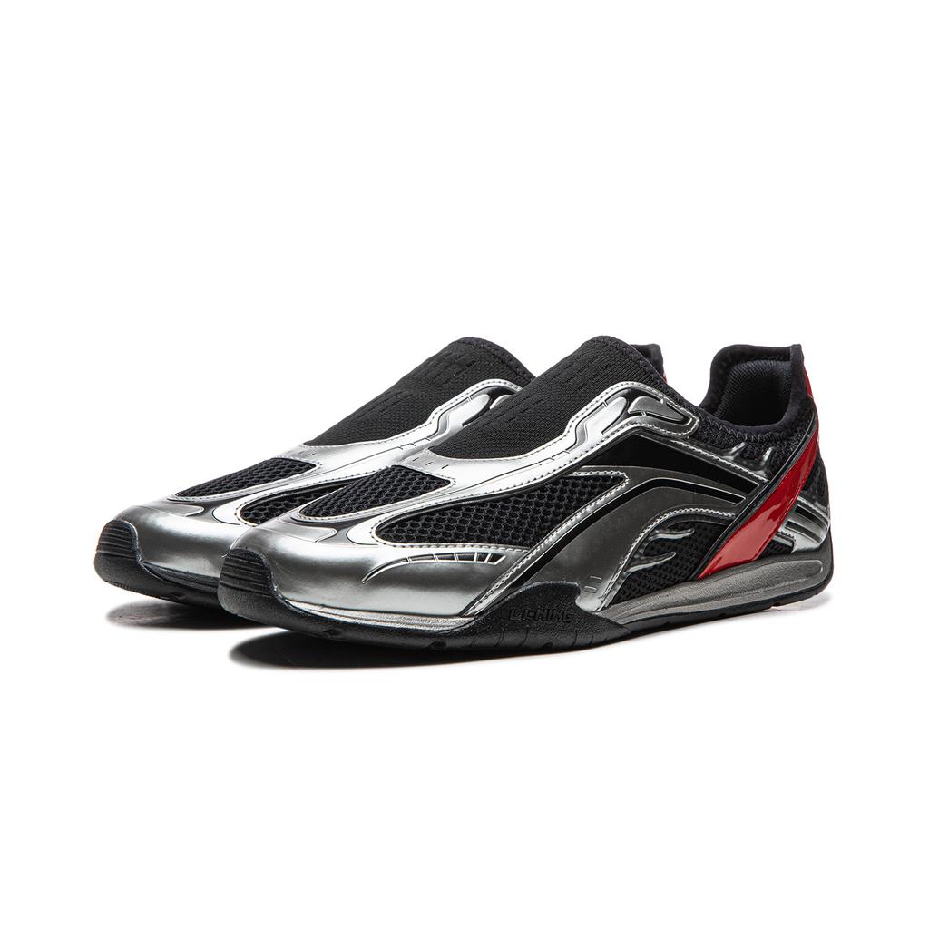 Li Ning Filin Racing Slip-On CNY Спортивные Удобные Износостойкие Амортизирующие Низкие Повседневные Туфли Мужские повседневные туфли Черный Серебристый AGLW059-1