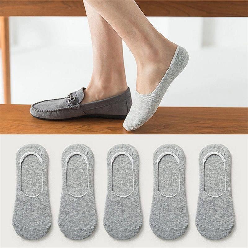 5 пар полосатых/однотонных/точечных мужских хлопковых носков-лодочек, летние тонкие невидимые женские силиконовые нескользящие носки для спорта