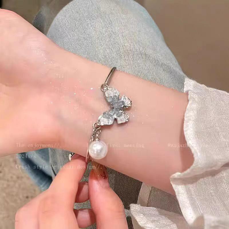 Изысканный браслет с жемчугом Сатурна и цирконами для женщин - Роскошные нишевые украшения