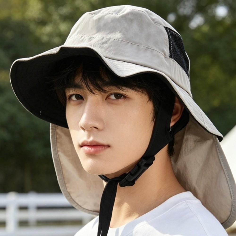Anti-UV Sun Hat Sun Protection Shawl Safari Cap Fashion Bucket Hat Hiking Fishing
