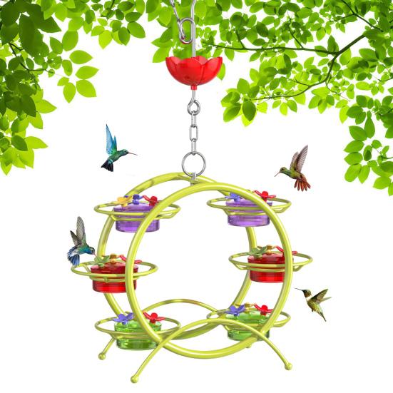 Кормушка для колибри, подвесная кормушка для диких птиц с 6 банками и 18 защищенными от муравьев портами для кормления, для декора лужайки на открытом воздухе в саду