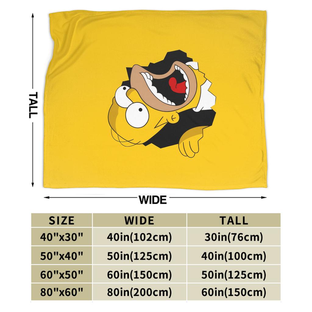 S-Simpsons Homer Shocked Face Comfortable Blanket Trend Plane Travel Throw Blanket Outdoor Flannel Bedspread Sofa Bed Cover