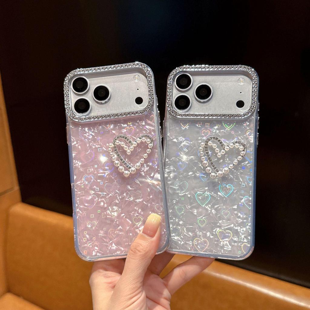 Яркий Алмазный Чехол-Двойное Сердце для iPhone 17 Pro Max/15 Pro, Нежный Простой Дизайн - Совместим с iPhone 11/12/16.