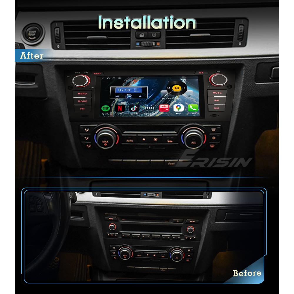 EU Erisin ES6667B 7" Android 14 Car DVD GPS Sat 4G TPMS DAB+ DSP Android Auto and Carplay Car Radio for BMW E90 E91 E92 E93