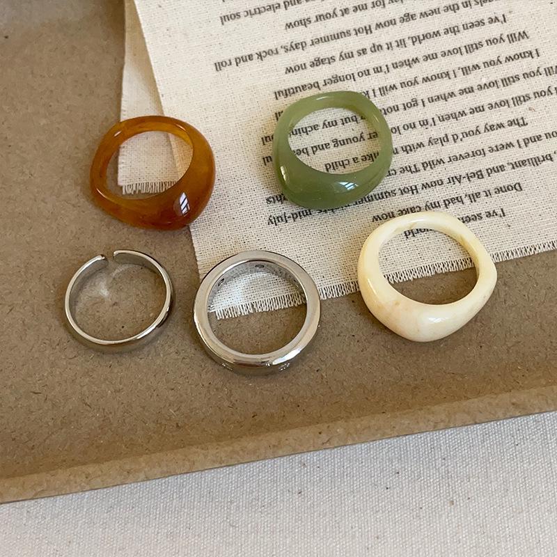 Элегантное геометрическое кольцо из смолы для женщин - Корейская мода Niche