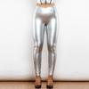 Melody X Cross Silver High Waist Leather V Shape Leggings Metallic Leggings Sexy Woman Clothing