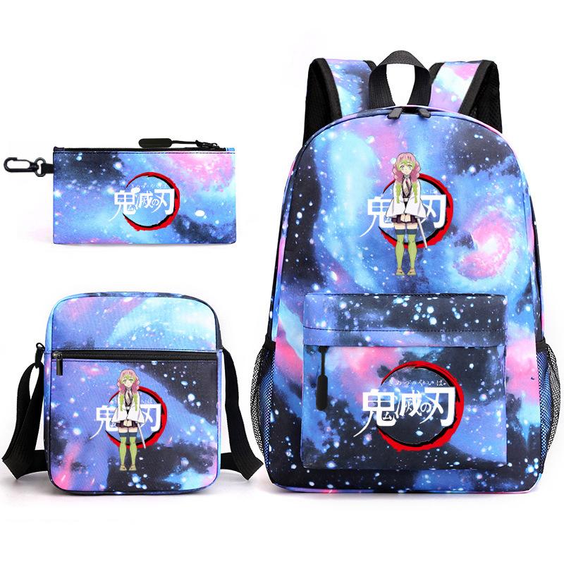 New Schoolbag Animation Three-piece Set Heat Transfer Schoolbag Small Shoulder Pencil Bag Primary and Secondary School Students Backpack